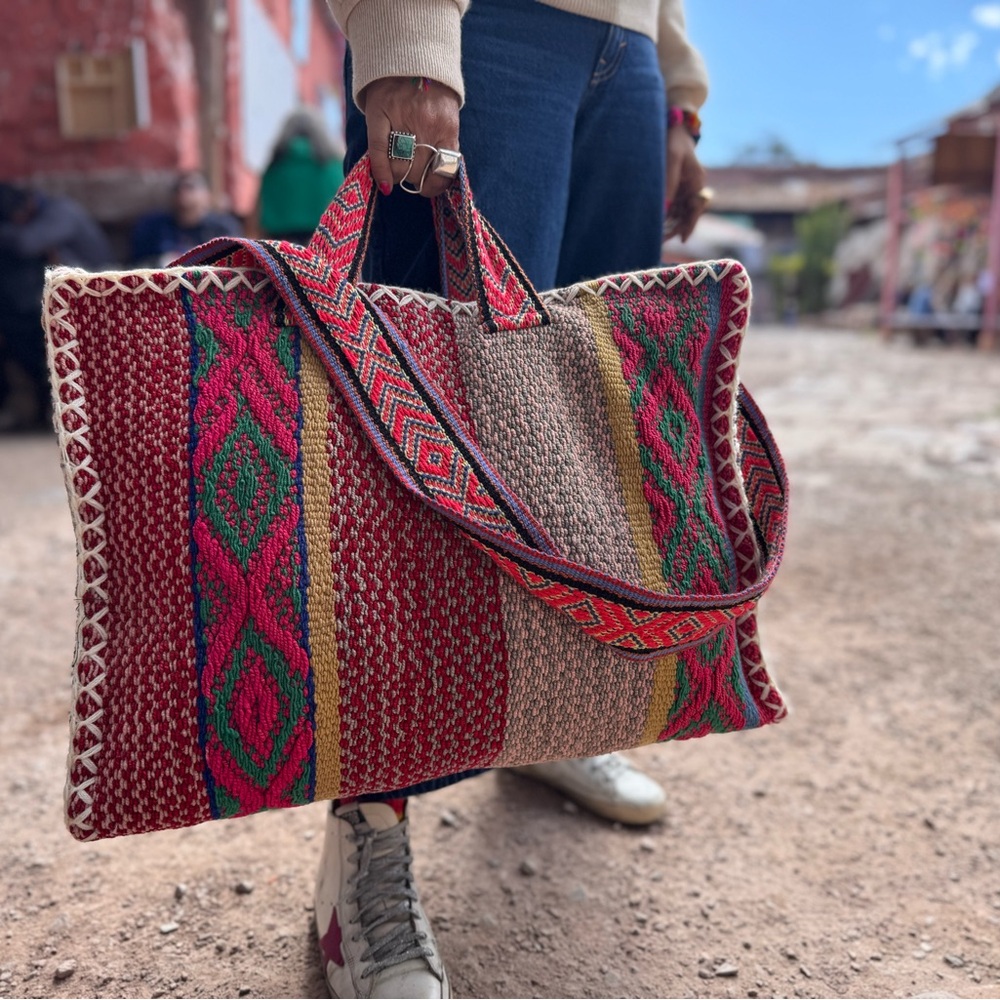Pamela Love Red and Green Patterned Tote handmade madwith